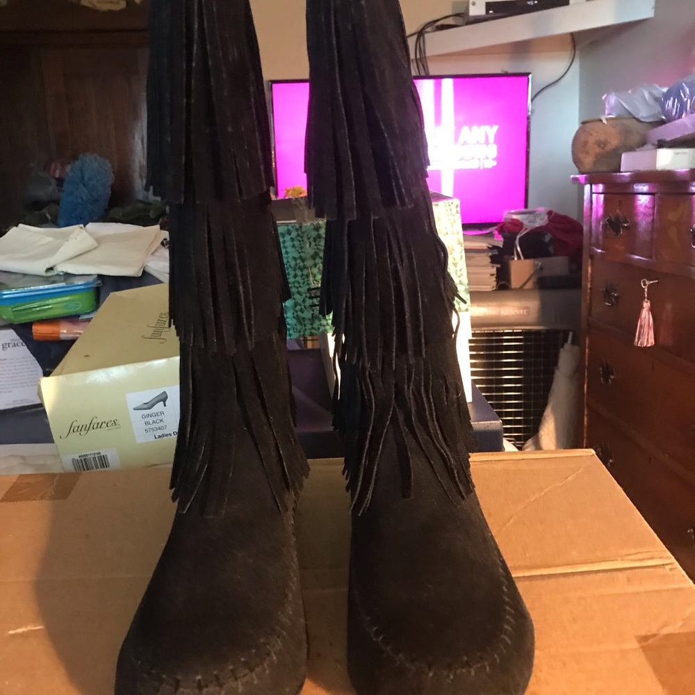 Comfortview Suede Leather Fringed Boots